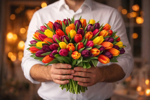 Tulpju pušķis - Kartiņas ar ziediem 23