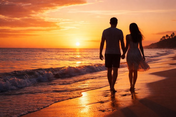 Romantiska pastaiga pie jūras saulrietā - Romantiskas kartiņa 23