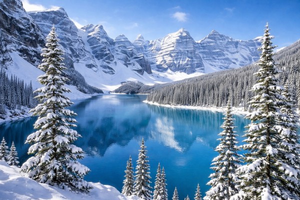 Kalnu ezers ziemā - Ziemas kartiņa 3