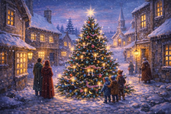 Ziemassvētku eglīte pilsētā - Ziemassvētku kartiņa 3