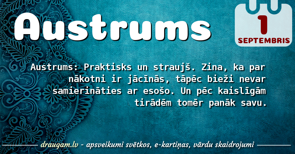 Austrums skaidrojums un vārda diena