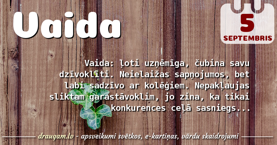 Vaida skaidrojums un vārda diena